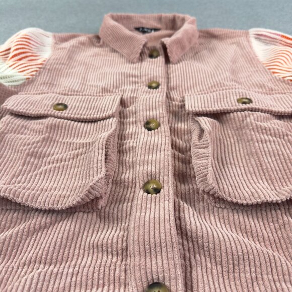 J.NNA Blush Corduroy Utility Jacket Color‑Block Knit Balloon Sleeves S - Picture 3 of 7